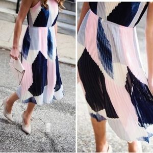 Banana Republic Print Pleated Fit And Flare Dress